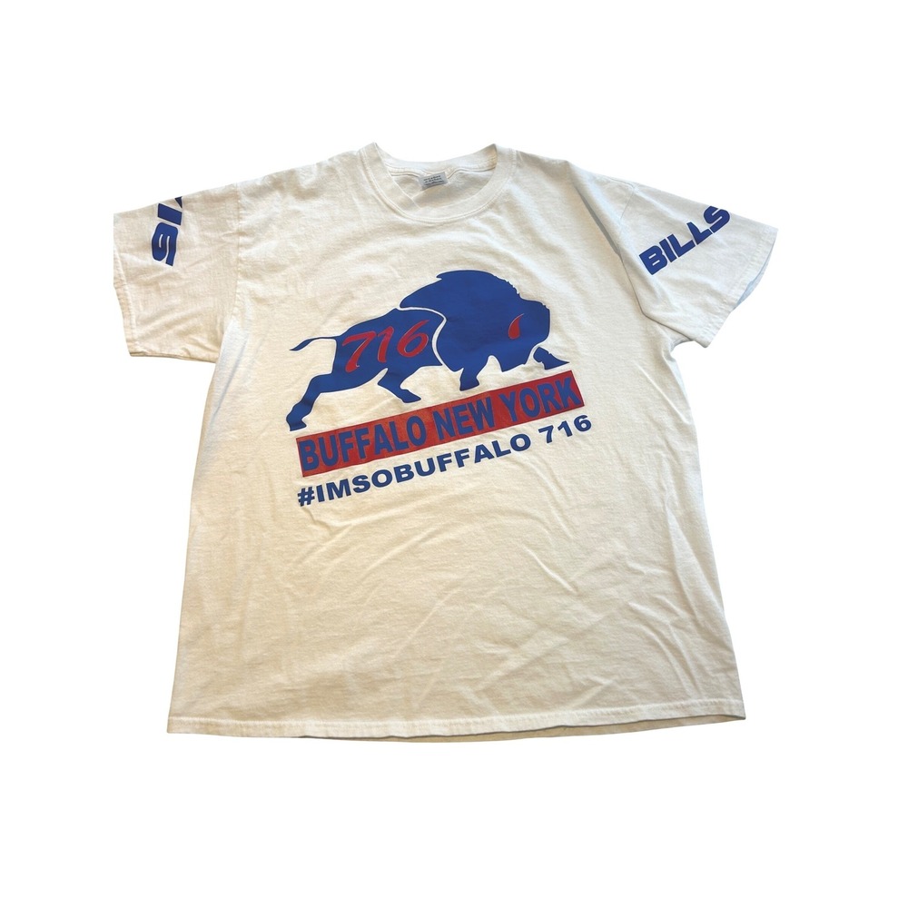 Gildan Buffalo New York 716 Whip 5 Graphic T-Shirt White Mens Large